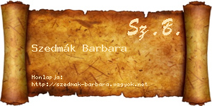 Szedmák Barbara névjegykártya
